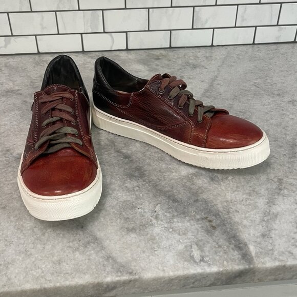 Bed Stu Azeli Sneakers Womens 10 Rust Red Contrast Color Leather Lace Up Shoes - Picture 4 of 11